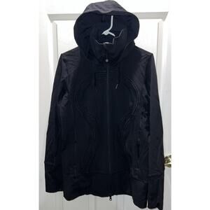 Lululemon Hooded Jacket, 18% Spandex Stretch, Ruffles Mid Length, Thumb Holes 12